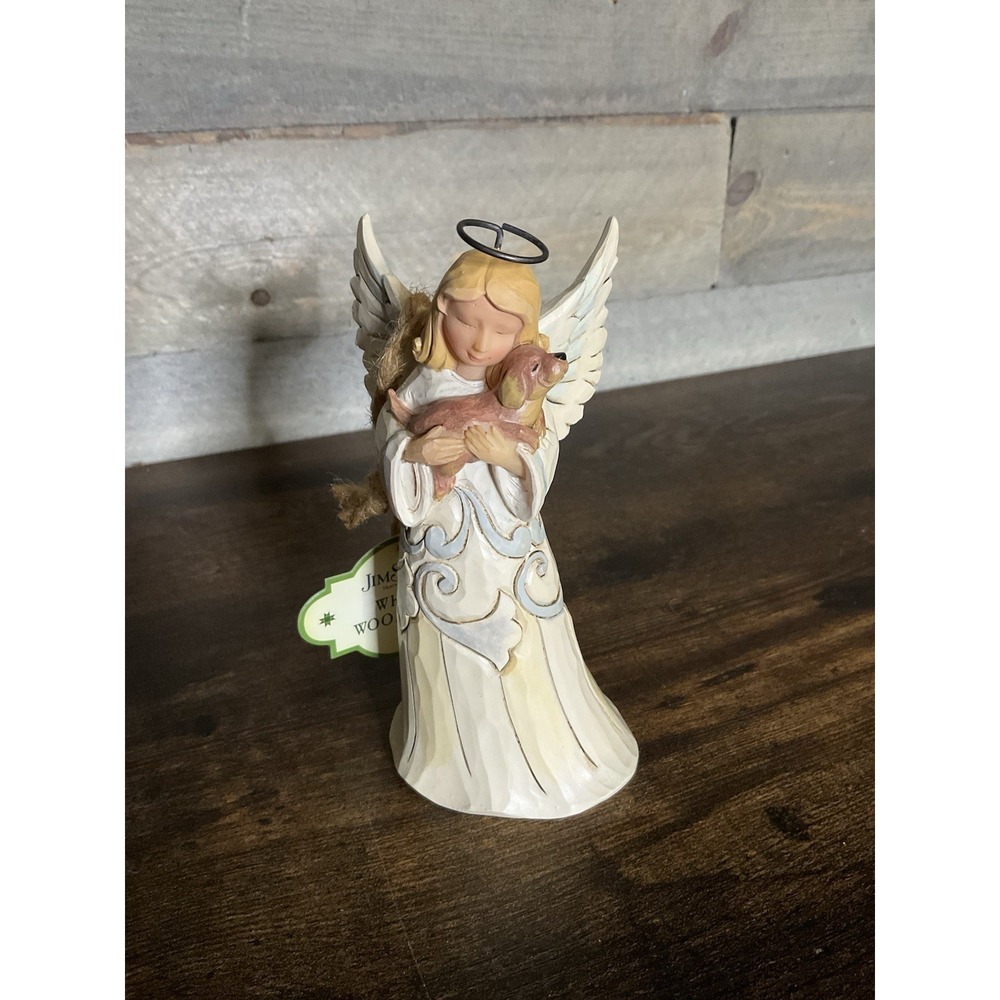 Jim Shore Faithful Friend - White Farmhouse Angel with Dog